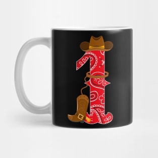 Kids 1st Birthday One Year Old Baby Cowboy Western Rodeo Party Mug